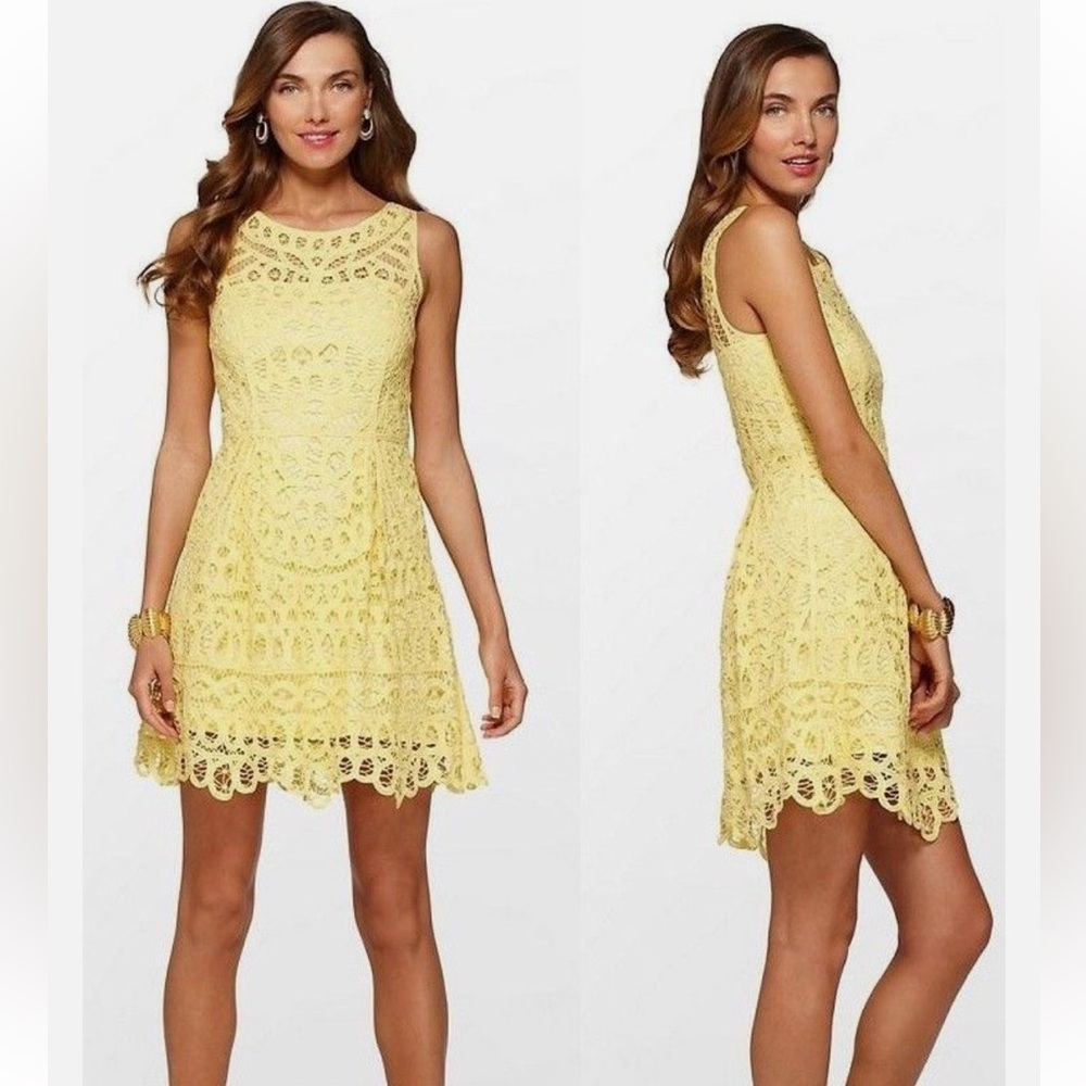 Lilly Pulitzer Sunny Yellow Lace Mini Dress Retail $398 - Picture 4 of 7